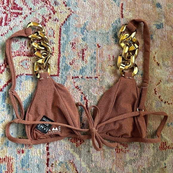 SAME Los Angles GOLD CHAIN TRIANGLE (FAUX SUEDE BURNT SIENNA) - Picture 4 of 5